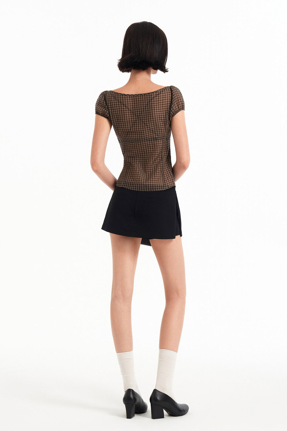 Mila Sheer Plaid Blouse
