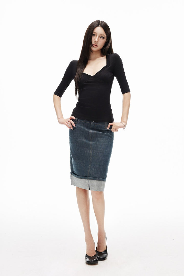 Sculpted Diamond Neckline Top