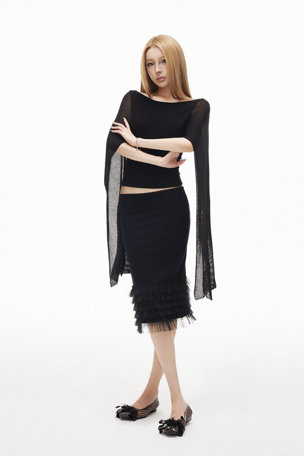 Aria Ruffle Pencil Skirt