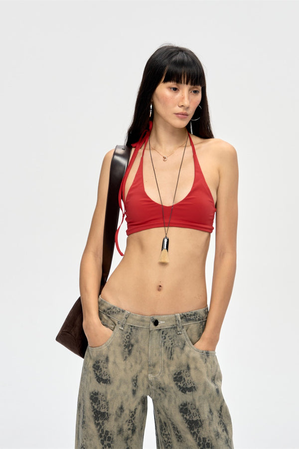 Crimson Halter Sports Bra