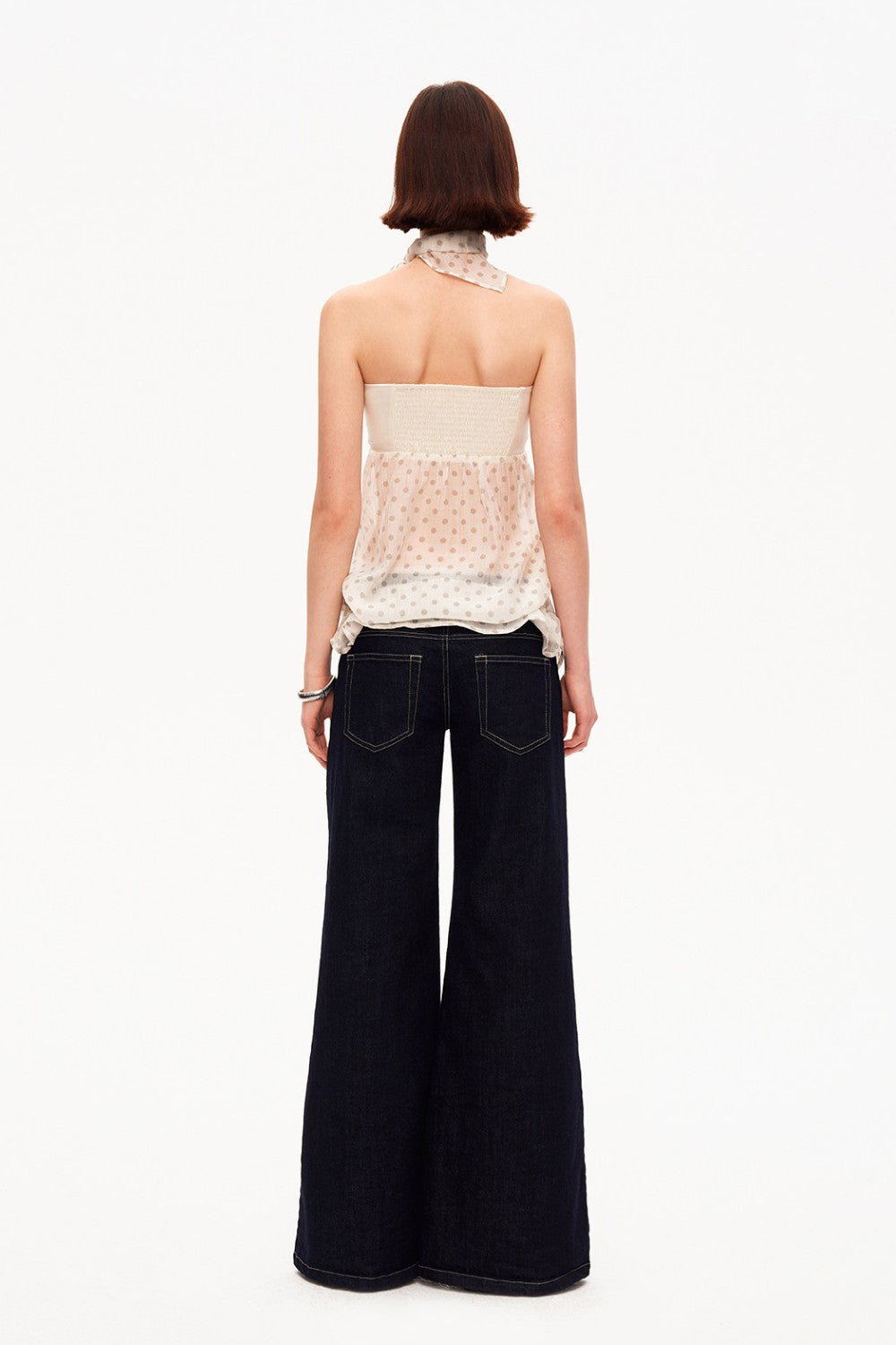 Mina Polka Mesh Tube Top