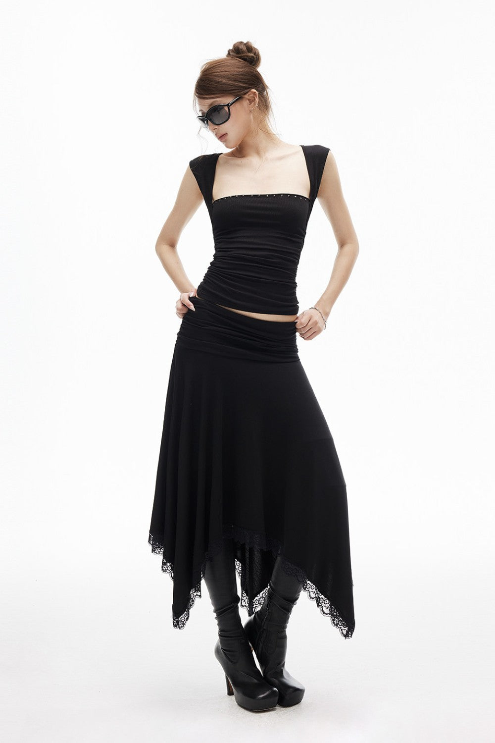 Aria Rivet Ruched Top