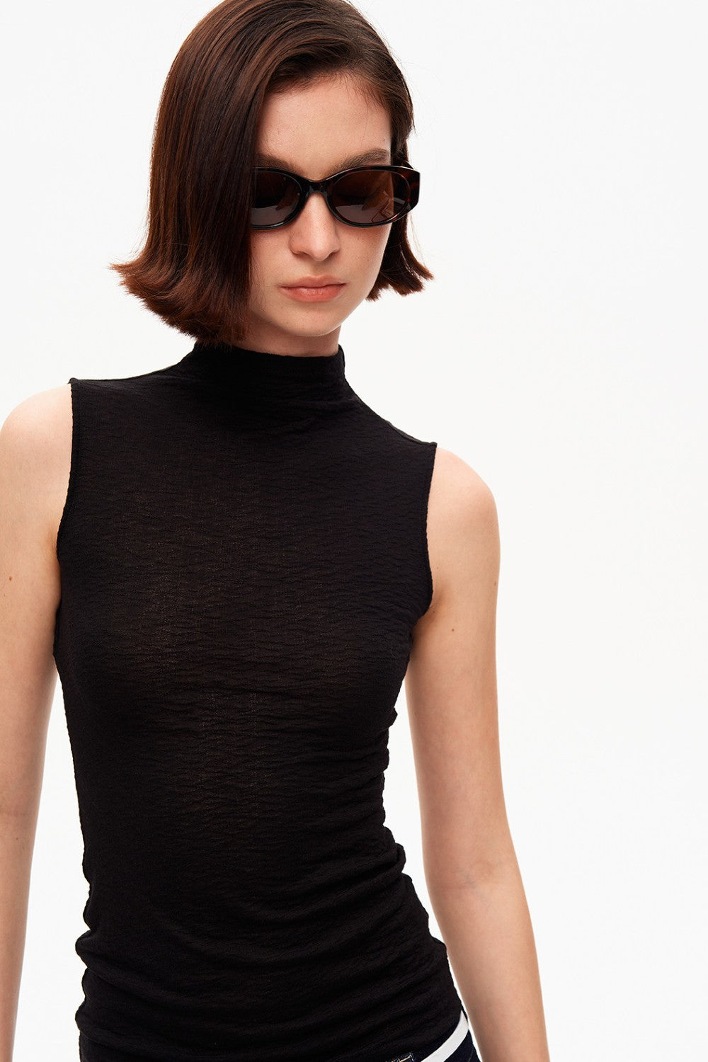 Open Back Turtleneck Top