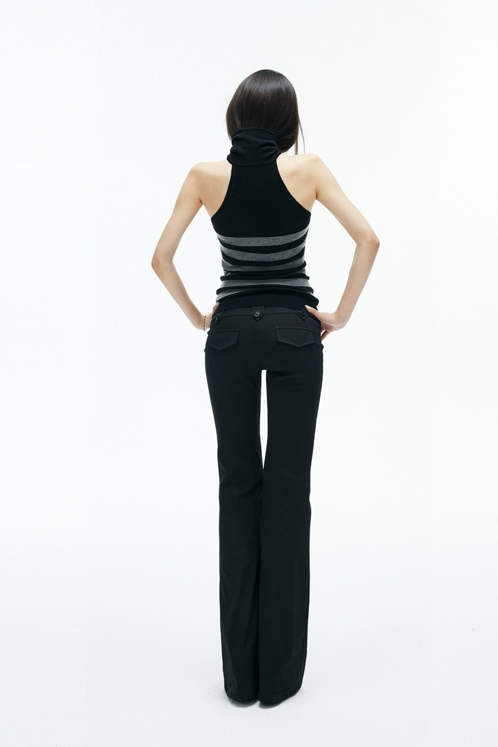 Evie Side-Button Flare Trousers