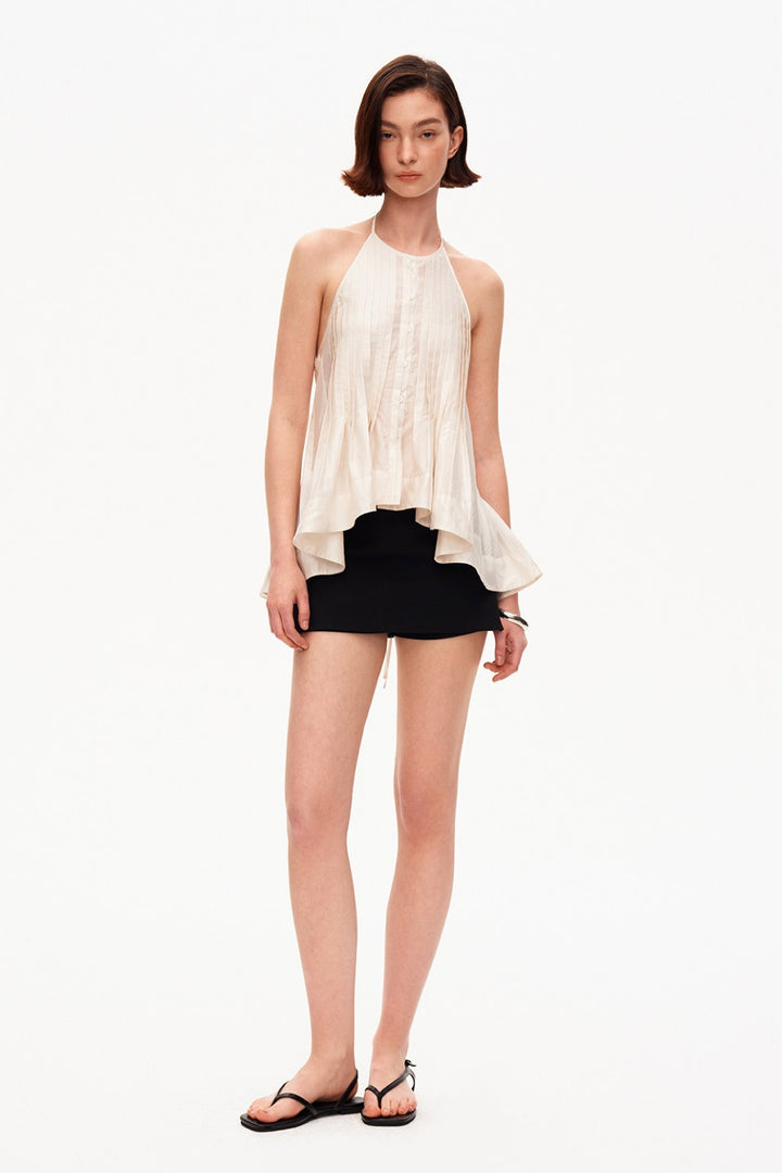 Pleated Chiffon Halter Top