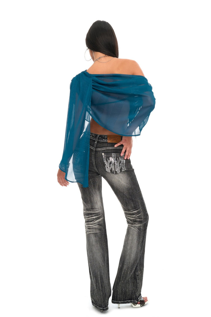 Sapphire Ruched Mesh Top