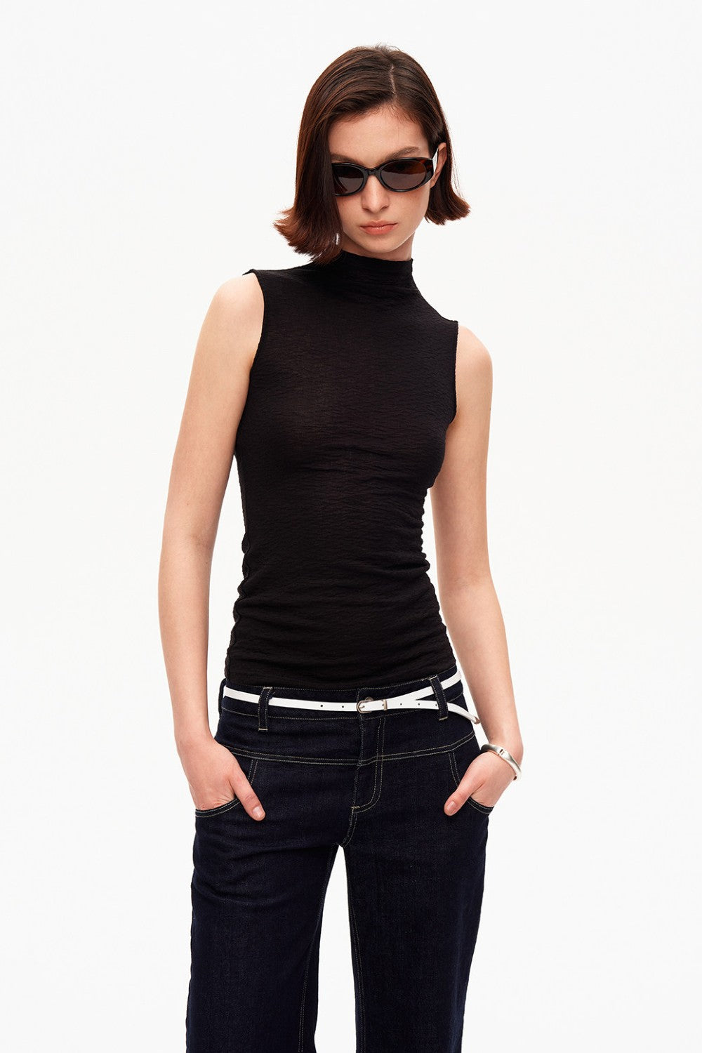 Open Back Turtleneck Top