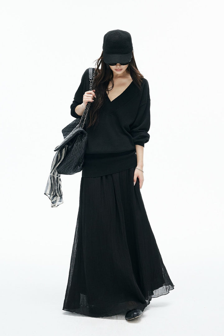 Flowing Crinkle Maxi Skirt