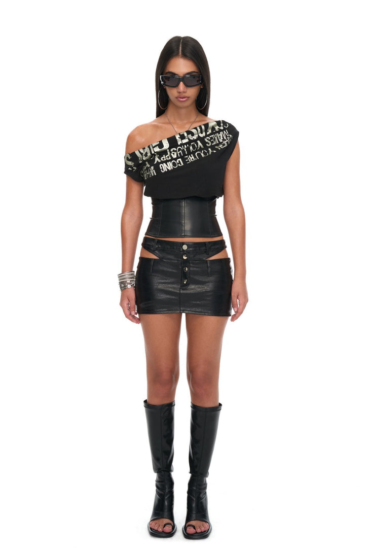 Silver Script Corset Top