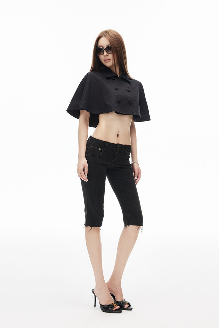 Slim Black Denim Capris