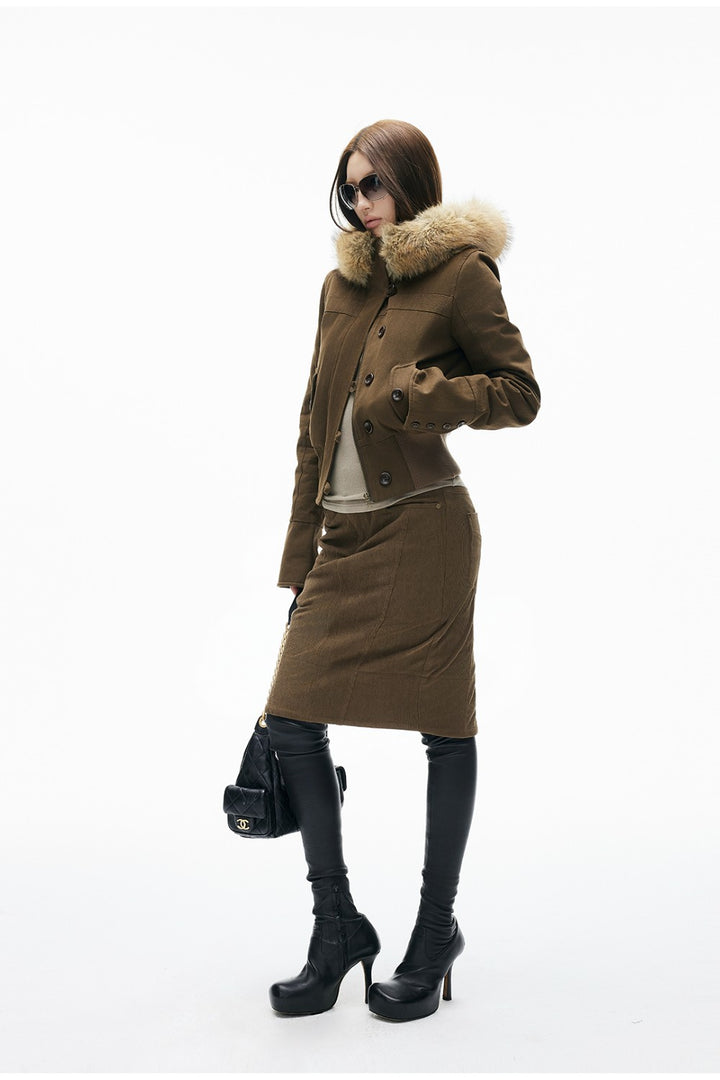 Cocoa Corduroy Pencil Skirt