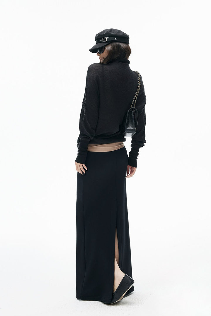 Batwing Turtleneck Knit Sweater