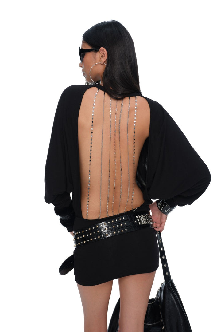 Open-Back Crystal Chain Dress
