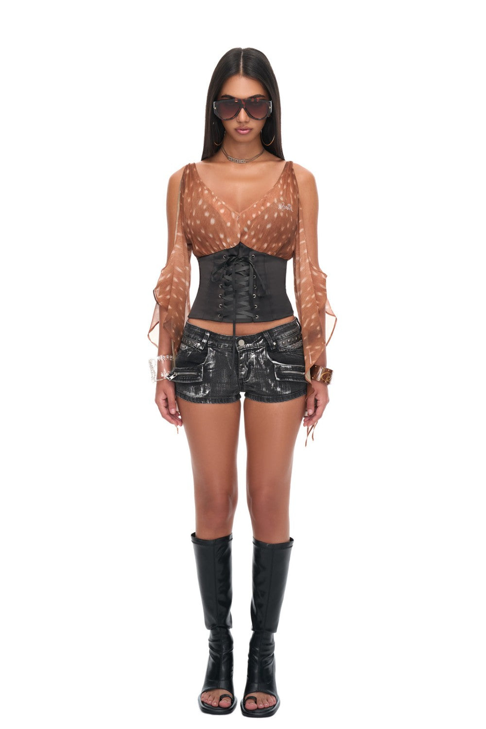 Deer Corset Chiffon Blouse