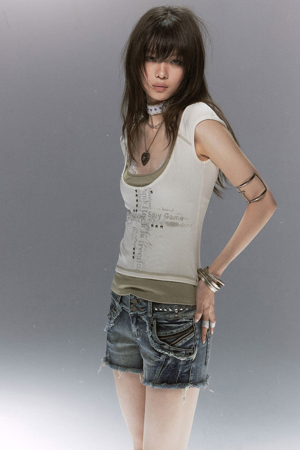 Layered Cross Script Top