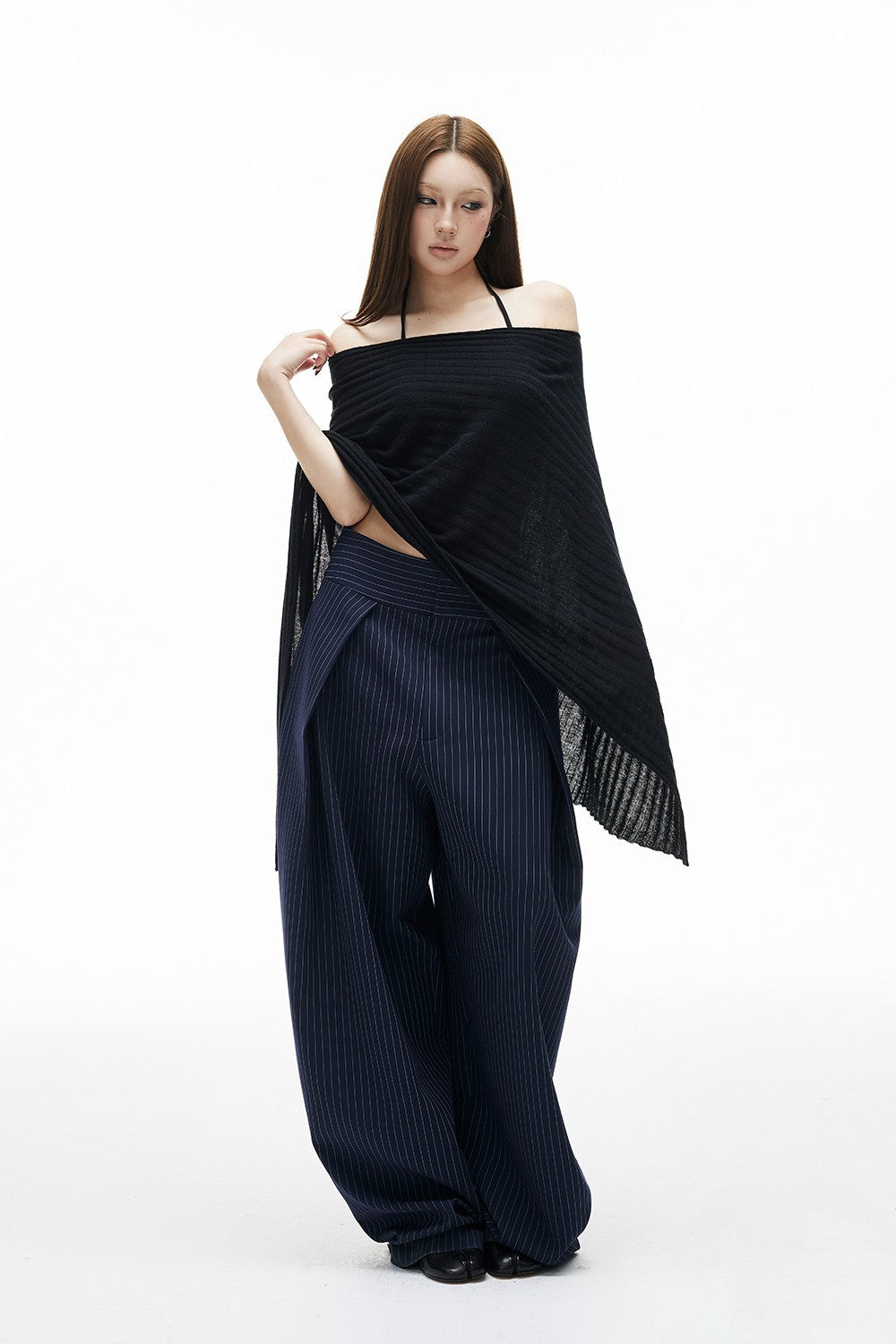 Mina Pinstripe Curve Pants