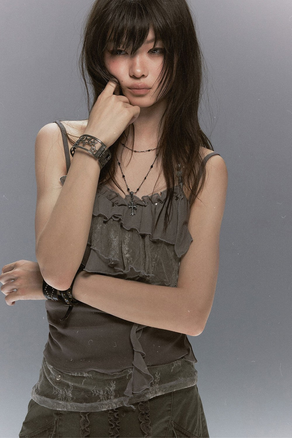 Ruffle Lace Ruched Cami
