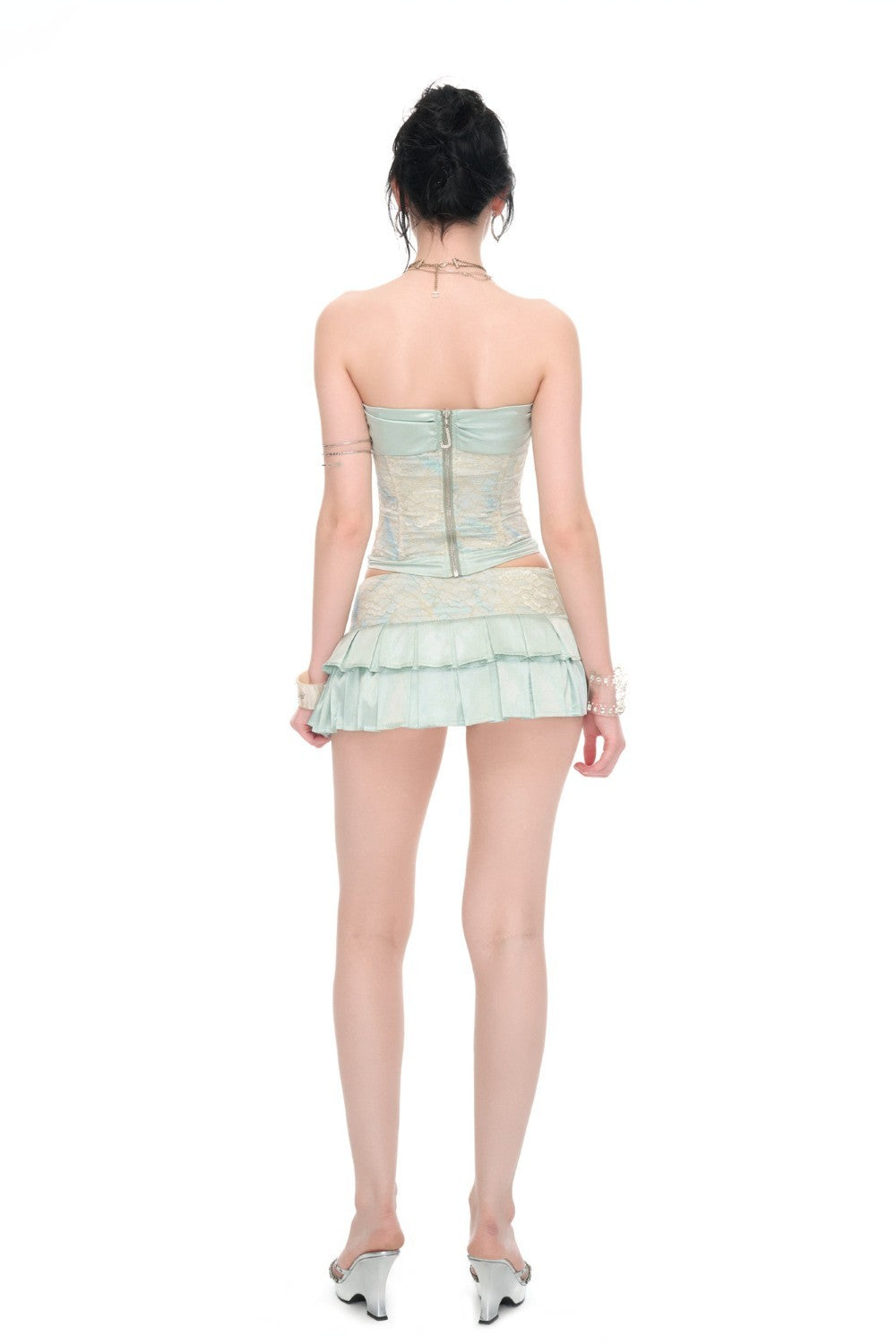 Mint Lace Ribbon Corset