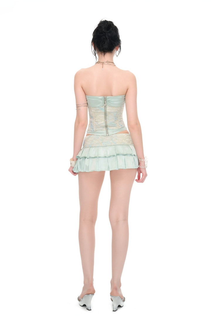 Mint Lace Ribbon Corset