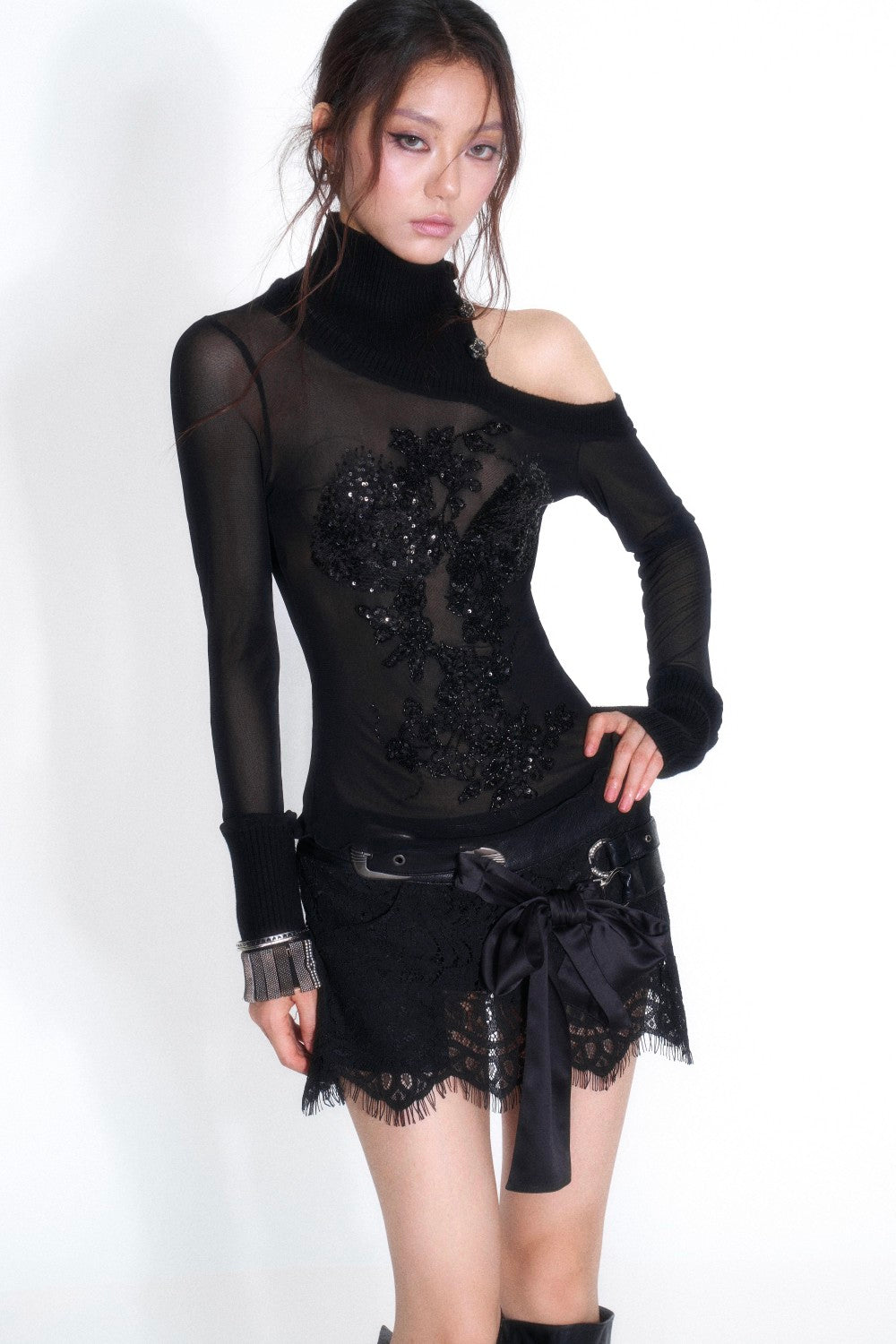 Dark Darling Belted Skirt