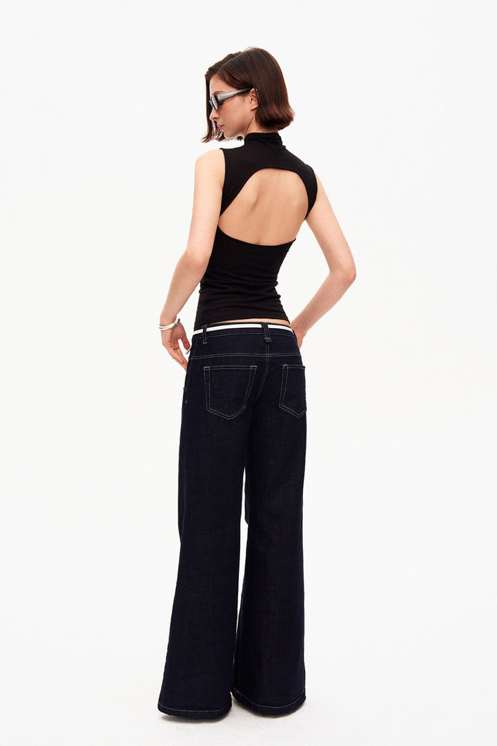 Open Back Turtleneck Top