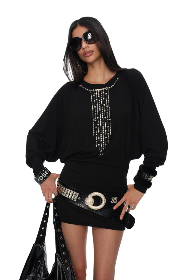 Open-Back Crystal Chain Dress