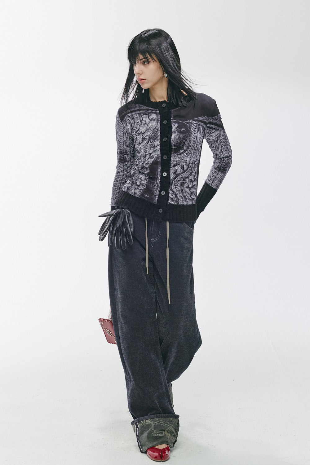 Twisted Knit Cardigan Black