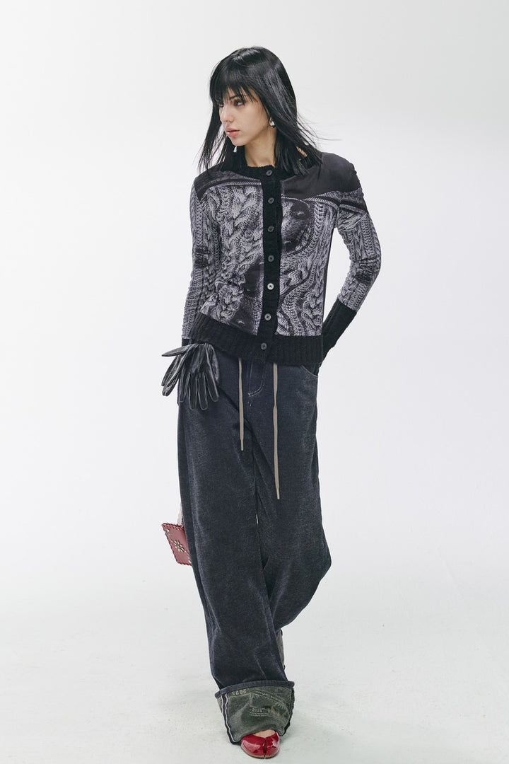 Twisted Knit Cardigan Black