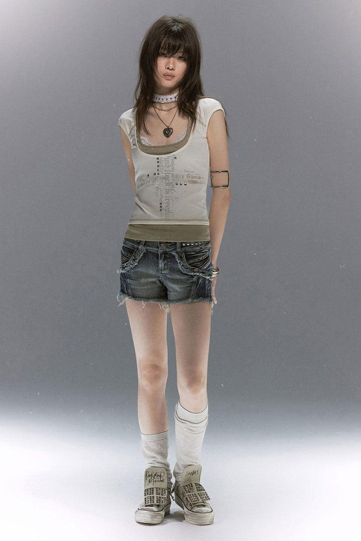 Layered Cross Script Top