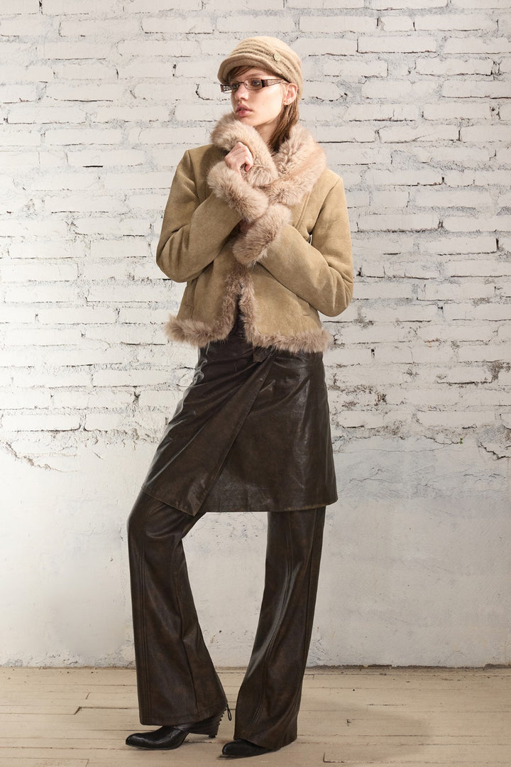 Wrapped Leather Midi Skirt