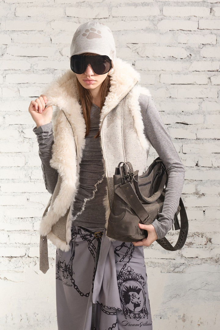 Celine Slant Fur Vest
