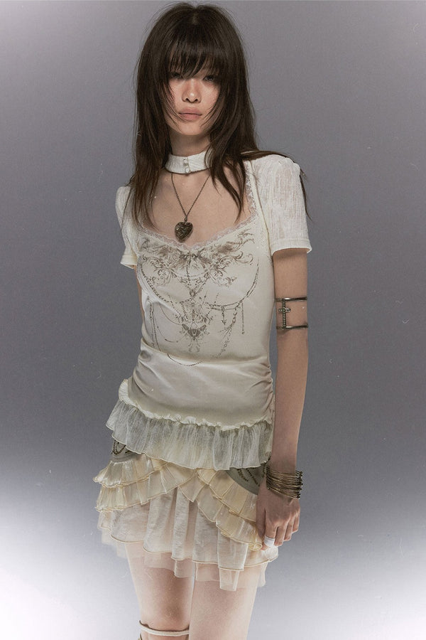 Vintage Layered Cutout Top