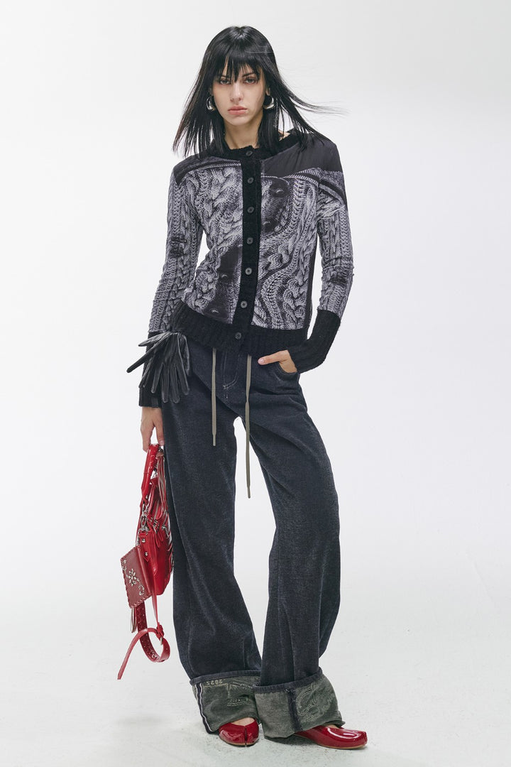 Twisted Knit Cardigan Black