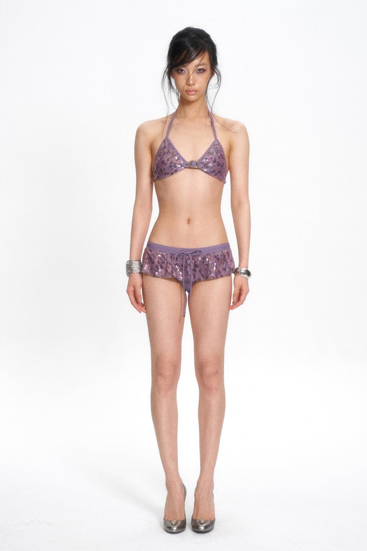 Serena Sequin Leopard Bikini Top