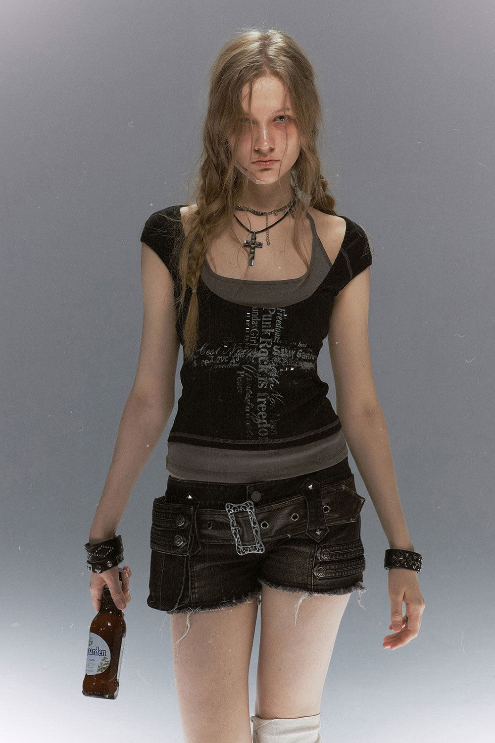 Layered Cross Script Top