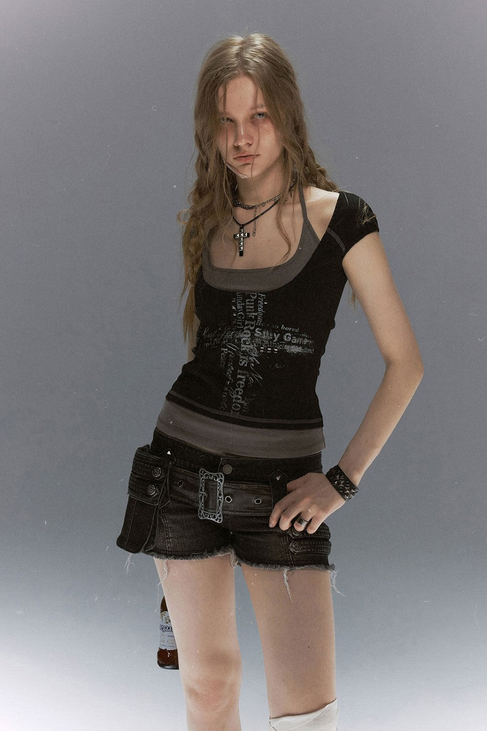 Layered Cross Script Top
