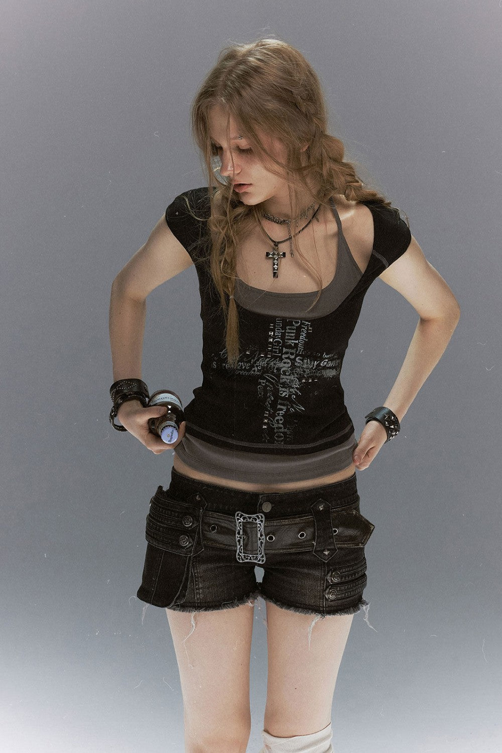 Layered Cross Script Top
