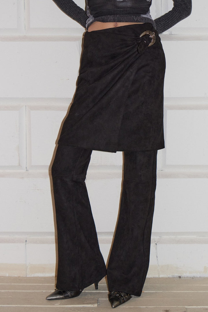 Wrapped Leather Midi Skirt