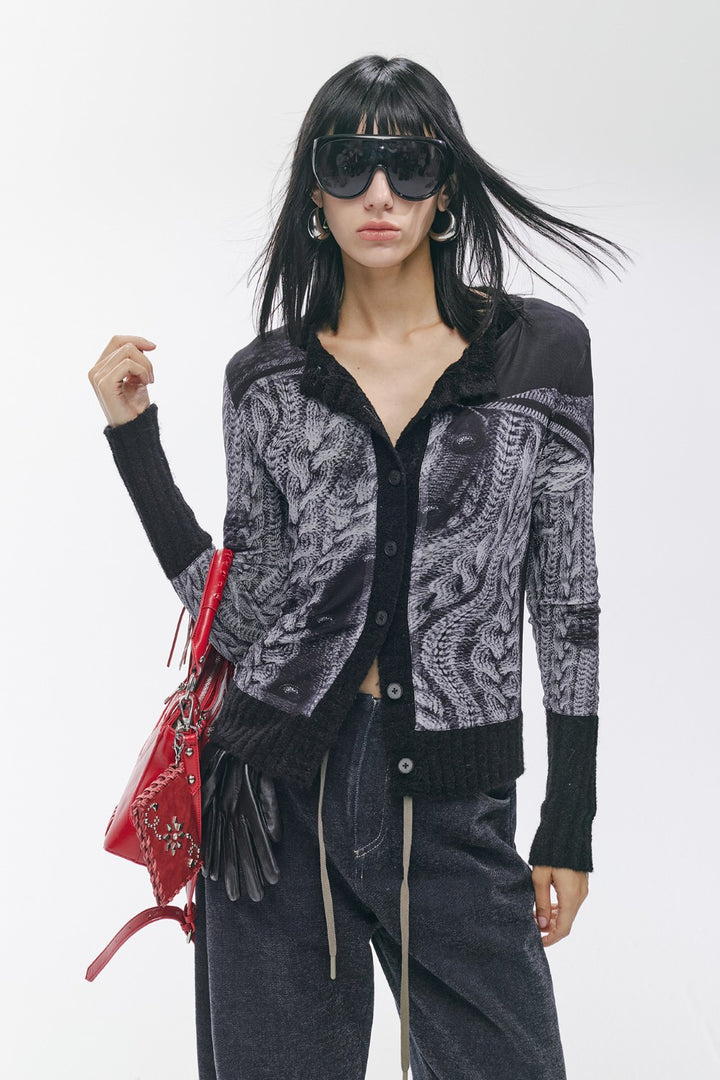 Twisted Knit Cardigan Black