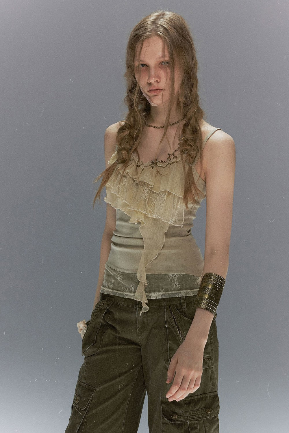 Ruffle Lace Ruched Cami