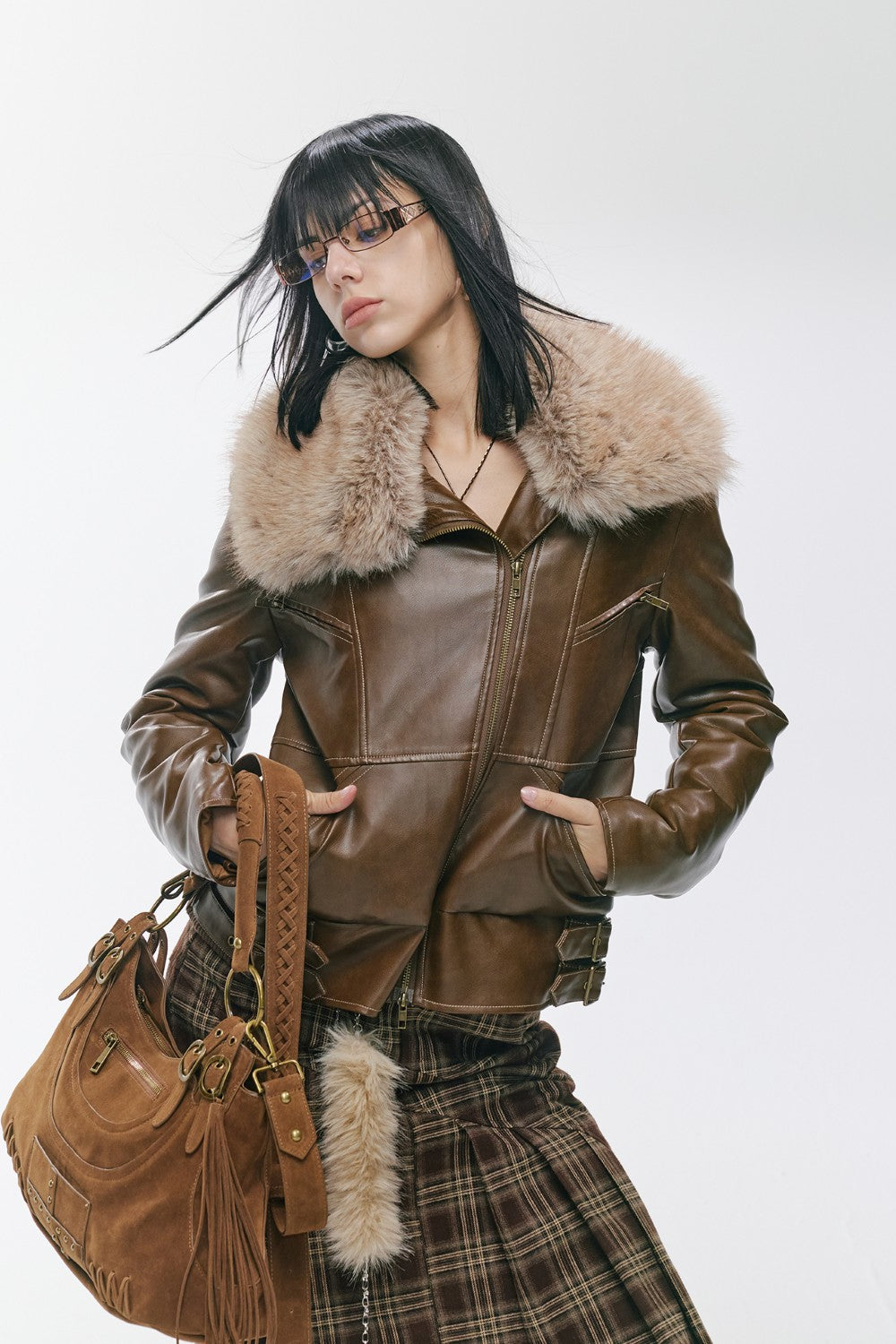 Ayla Fur Leather Coat