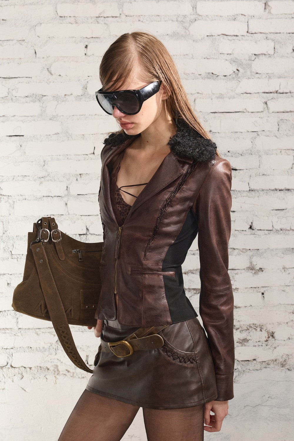 Lena Lace-Up Leather Jacket