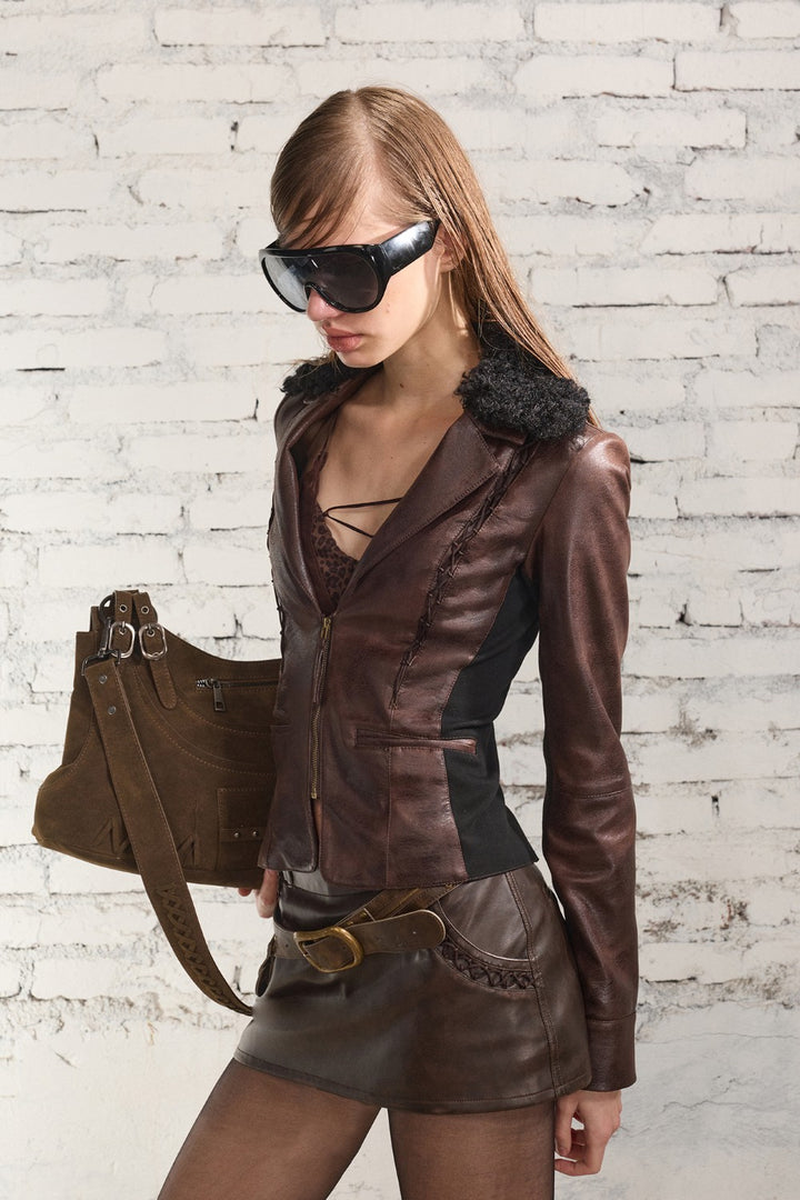 Lena Lace-Up Leather Jacket