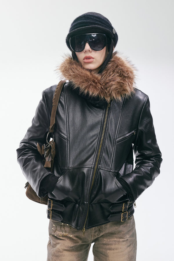 Ayla Fur Leather Coat