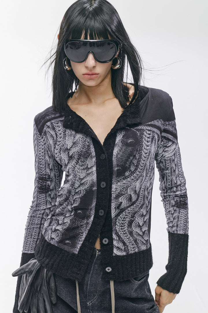 Twisted Knit Cardigan Black