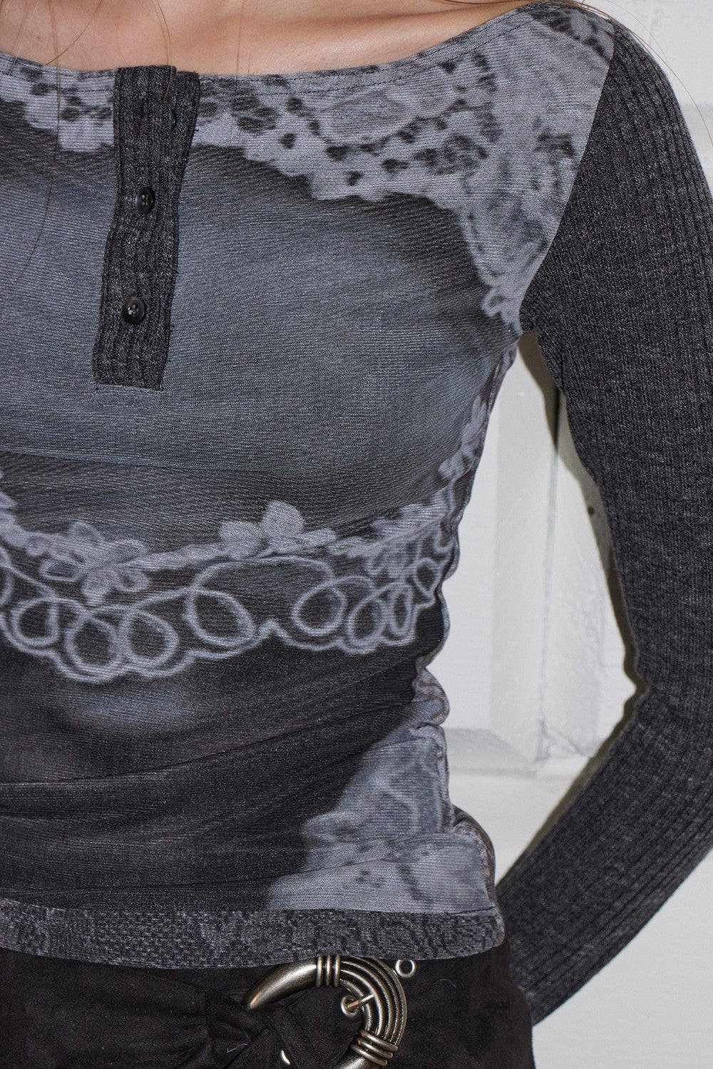 Reversible Grid Henley Shirt