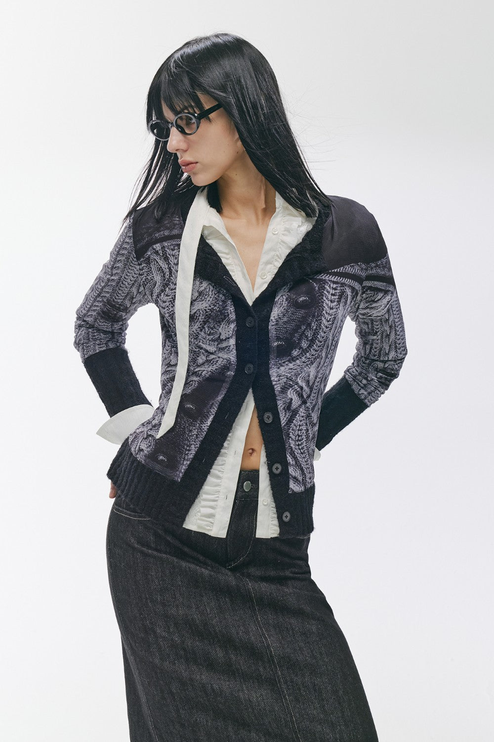 Twisted Knit Cardigan Black