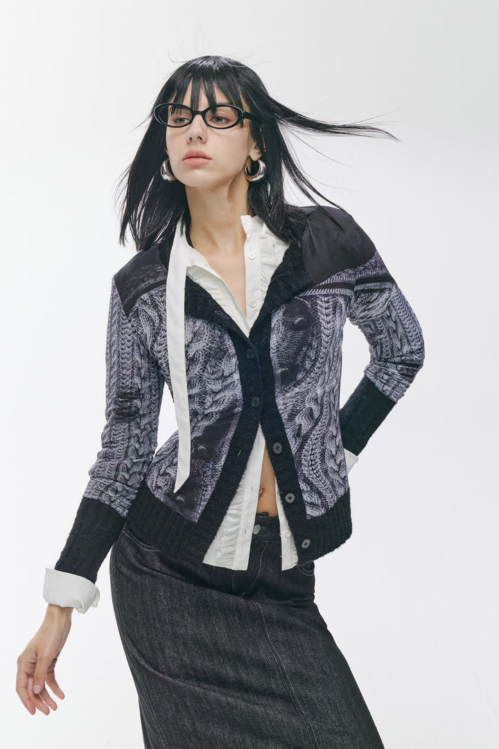 Twisted Knit Cardigan Black