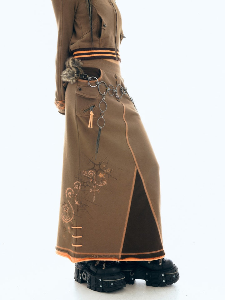 Retro A-Line Maxi Skirt
