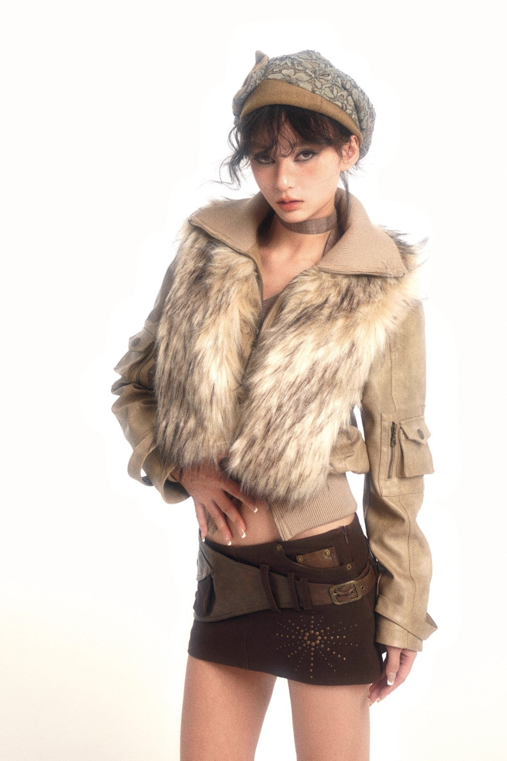 Fur Light Leather Coat